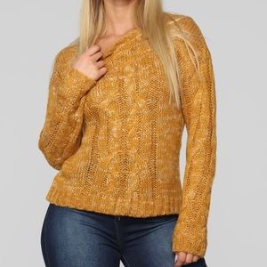 Fashion Nova Love Tree Mustard Knit Sweater